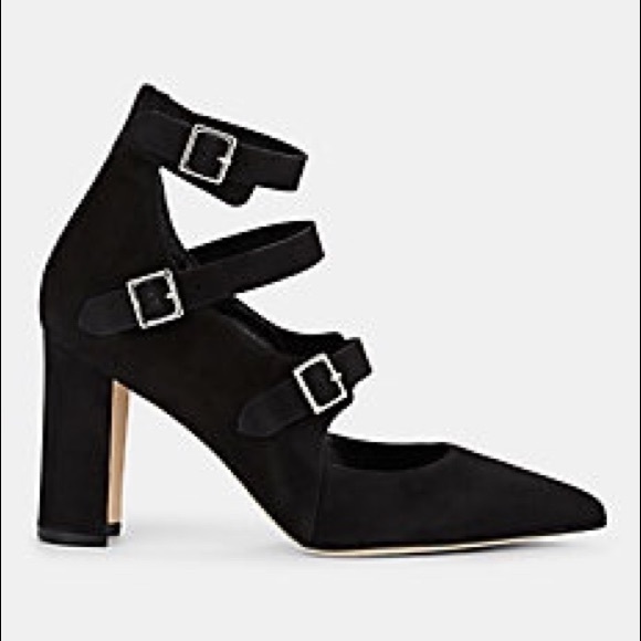 Manolo Blahnik NWT Bukhai black buckle heels 6.5 - Picture 2 of 8